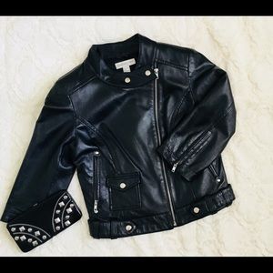 Black Genuine Leather Cropped Motorcycle Jacket